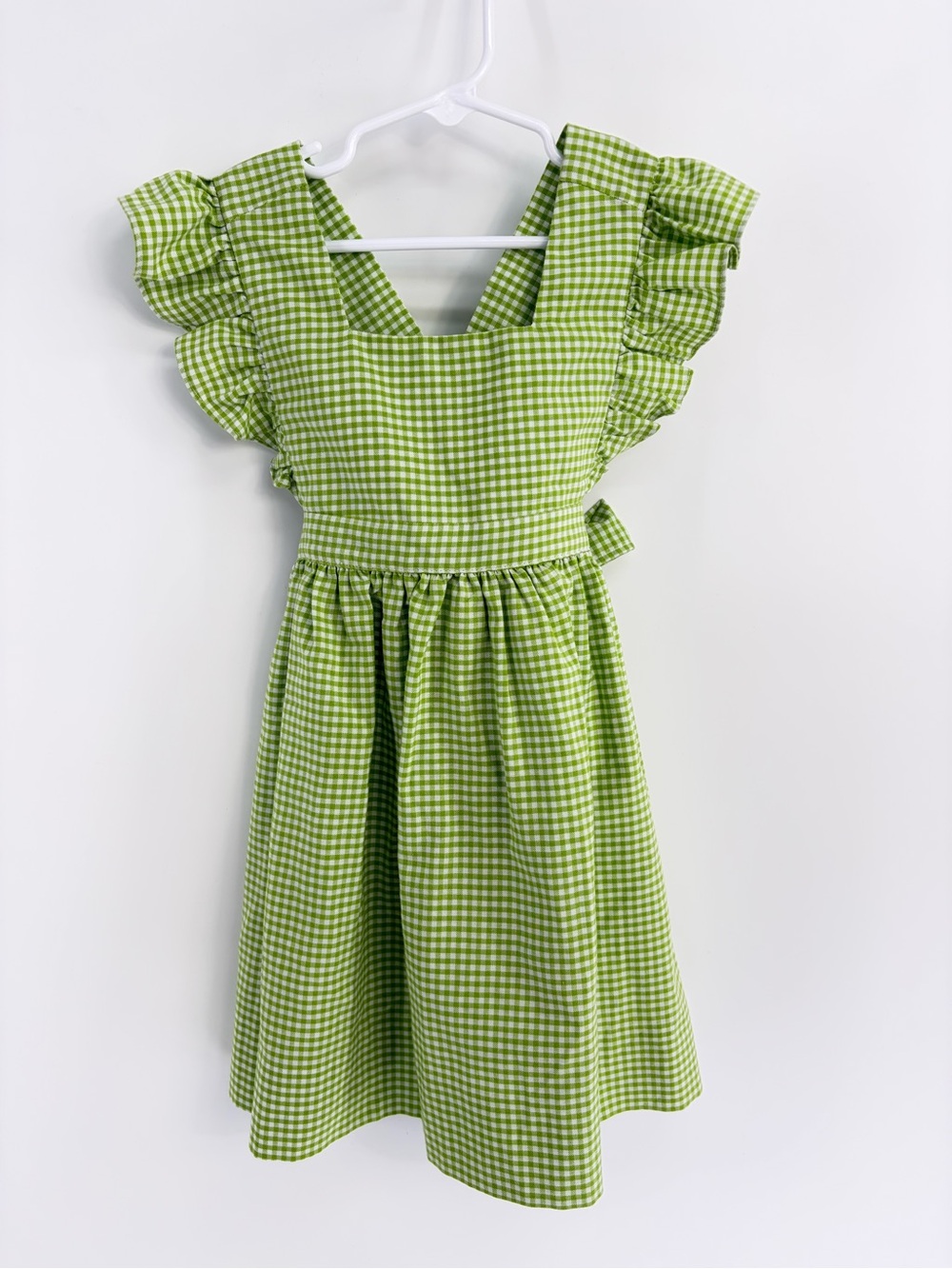 Eleanor Rose Green Gingham Ruffle Strap Girls Boutique Dress - Size 4/5